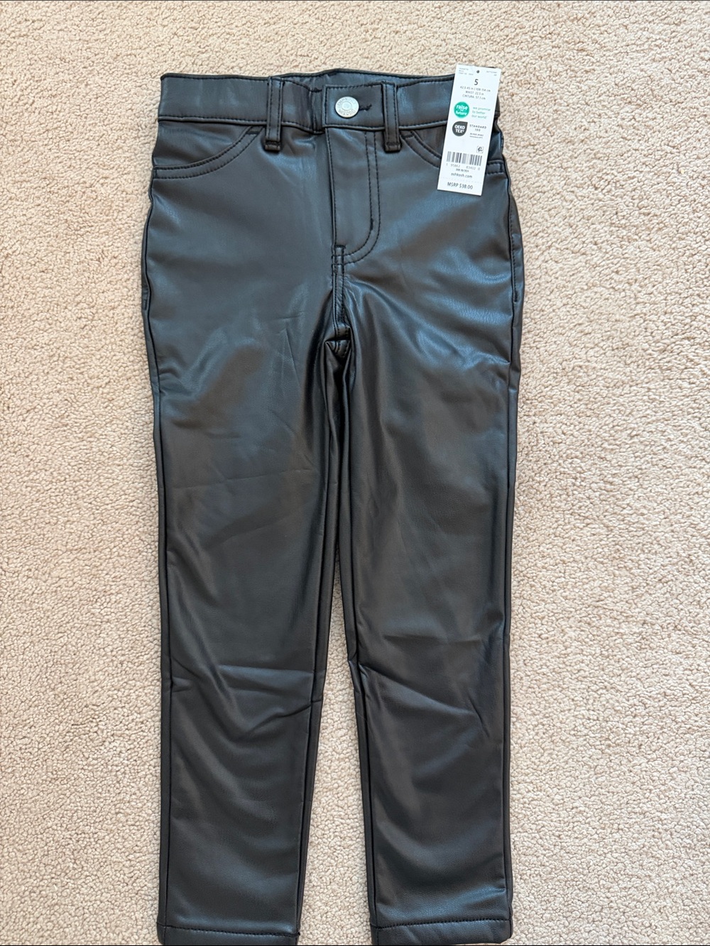 OshKosh B'gosh Black Faux Leather-Look Kids Jeans